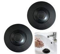 MUYAPAY 2 PCS Bath Plug Hair Catcher Easy to Clean Universal Bath Plug Leak Proof Sink Plugs Temperature And Corrosion Resistant Sink Stopper for Bathtubs Sinks Kitchen Drains(Black)