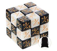 MUYAPAY 24 Pieces Dice Counter Sign Dice, Token D6 Dice Cube Loyalty Dice Compatible with Storage Bags Compatible with MTG, CCG, Card Game Accessories, 2 Colours