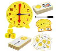 MUYAPAY Learning Clock Includes Erasable Writing Board and Ballpoint Pen | Teaching Clocks for Children with Graphics Teaching Clock for Individual in ClassroomsPreschool Learning Resources Ages 5+
