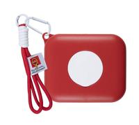 Muycare Portable Tissue Box - Wipe Dispenser with Bag Pendant, Christmas Red Refillable Travel Case, Small Size Waterproof Pocket Tissue Box for Baby Wipes & On-the-Go (Red with White Lid)
