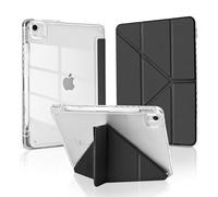 MuyDoux Origami Case for 11-Inch iPad Air M3 M2 7th/6th Gen 2025/2024 and 10.9-Inch iPad Air 4 5 2020/2022 with Pencil Holder, 5 Origami Viewing Angles, Shockproof Clear Transparent Back Cover, Black