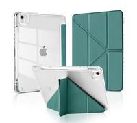 MuyDoux Origami Case for 11-Inch iPad Air M3 M2 7th/6th Gen 2025/2024 and 10.9-Inch iPad Air 4 5 2020/2022 with Pencil Holder, 5-in-1 Origami Viewing Angles, Shockproof Clear Back Cover, Night Green