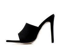 MUYEY 11CM Womens Stiletto Pointed Toe High Heel Ladies Slip on Sandals Shoes,Black,40