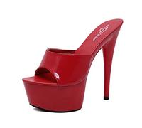 MUYEY 15Cm Dancer High Heels Women Sexy Platform Pole Dance Sandals Stripper Nightclub Party Dance Platform Sandals Large Size Unisex,Red,36