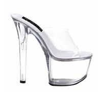 MUYEY 17CM/6.69 in Slippers Transparent Bottom High Heel Platform Stripper Sexy Lap Pole Dancing, for Nightclub Pole Dance Show Plus Size Unisex,Clear,37