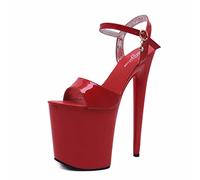 MUYEY 20CM Women's High Heel Men Platform Pumps Sexy Stripper Stage Performance Pole Dancing Nightclub Party Dance High Heels Plus Size Unisex,Red,42