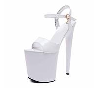 MUYEY 20CM Women's High Heel Men Platform Pumps Sexy Stripper Stage Performance Pole Dancing Nightclub Party Dance High Heels Plus Size Unisex,White,44