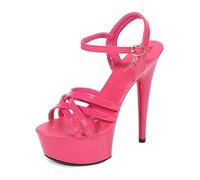 MUYEY Platform Sandals 15Cm/5.9IN Women's High Heel Sexy Stripper Stage Performance Pole Dancing High Heels Nightclub Party Dance,Pink,38