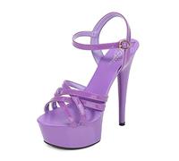 MUYEY Platform Sandals 15Cm/5.9IN Women's High Heel Sexy Stripper Stage Performance Pole Dancing High Heels Nightclub Party Dance,Purple,38