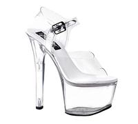 MUYEY Womens Platform 17CM/6.69 Inch High Heel Stiletto Open Toe Ladies Clear Perspex Platform Sandals Sexy Party Heeled Shoes Peep Toe Strappy Heels,Clear,44