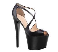 MUYEY Women's Sexy Stiletto Heels Open Toe Platform 17CM/6.69 Inch High Heels Sandals Pole Dancer Stripper Party Sandals,Black,41
