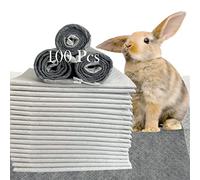 MUYG 100 Pcs Rabbit Pee Pads,Puppy Potty Training Pad Small Animals Super Absorbent Disposable Cage Liners Bamboo Charcoal Quick-Dry Mats for Rabbits Hedgehogs Chinchillas Cats Dogs(13x18In)