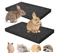 MUYG 2 Pack Rabbit Grind Claw Pads Bunny Scratch Foot Pad Natural Hamster Lava Grinding Teeth Stone Chew Toy Small Animal Scratching Board for Chinchilla Guinea Pig Hedgehog Ferret Gerbil(Black)
