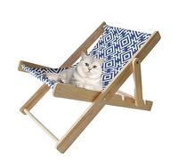 MUYG Adjustable Cat Scratcher Chair,Elevated Cat Lounge Bed Natural Solid Wood Canvas Kitten Chair for Outdoor Indoor Kitty Playing Sunbathing Sleeping
