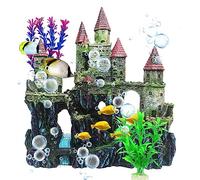 MUYG Aquarium Castle Decor, Resin Castle for Fish Tank with Randomly Color Plants Decorations Accessories for Freshwater and Saltwater Fish Tanks (Blue)