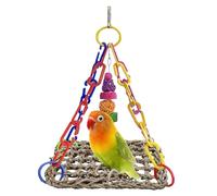MUYG Bird Swing Toy Seagrass Mat, Natural Sea-Weed Woven Parrot Hammock Swing Bird Net Hammock Mat Climbing Swing Mat with Colorful Chewing Rope Toys for Parakeets, Budgie,Conure,Cockatiel,Lovebird