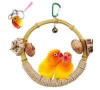 MUYG Circle Bird Swing with Bell,Bamboo Parakeet Rope Perches for Cage Ring Bird Swings Chewings Nuts Toys for Parrots Cockatiels Lovebirds Budgie
