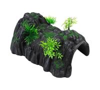 MUYG Fish Tank Hideout Cave Decor,Resin Rock Mountain Tunnel with Moss Plants Betta Cichlid Habitat Shelter for Aquarium Fish Tank Accessories 9.5 x 6 x 4 Inch
