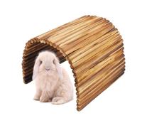 MUYG Large Bunny Wooden Hideout Bridge,Flexible Rabbit Tunnel Wood Small Animal Chew Climbing Toys Ladder Ramp Hut for Guinea Pig, Chinchillas, Hedgehogs, Ferrets, Rat(19.6 x 11.8 in)