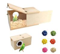 MUYG Large Parakeet Nesting Box,Transparent Parrot Breeding Box with Detachable Wooden Board Acrylic Visible Bird Cage House with Perch for Cockatiel Conure Budgie Lovebird Finch
