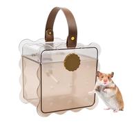 MUYG Portable Hamster Carrier Cage,7.87 x 7.87 x 5.51 Inches Hamster Carrying Cage with Water Bottle Ventilation Holes Outdoor Hamster Travel Cages for Mice, Dwarf Hamster,Sugar Glider,Gerbils(Brown)