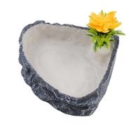 MUYG Reptile Corner Food Bowl Water Dish,Snake Tank Feed Dish with Artificial Plant Reptile Terrariums Water Bowl for Bearded Dragon Tortoise Chameleon Hermit Crabs Turtle Leopard Gecko Frog