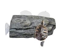 MUYG Turtle Floating Basking Platform Terrace Turtle Basking Platform with 3 Suction Cups Resin Turtles Basking Rock Float Resting Terrace for Frogs (Grey)