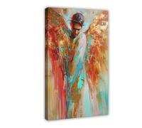 MUYGGAFF Abstract Bohemian Male Angel with Golden Wings Oil Painting Canvas Poster Wall Art Decor Print Picture Paintings for Living Room Bedroom Decoration 20x30inch(50x75cm)