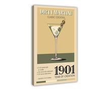 MUYGGAFF Dirty Martini Retro Cocktail Print Canvas Poster Wall Art Decor Print Picture Paintings for Living Room Bedroom Decoration 24x36inch(60x90cm)