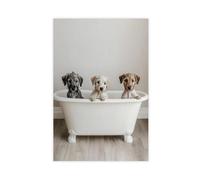 MUYGGAFF Irish Wolfhound Puppy in Bathtub Bathroom Poster Canvas Poster Wall Art Decor Print Picture Paintings for Living Room Bedroom Decoration 20x30inch(50x75cm)