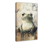 MUYGGAFF Japanese Zen Grumpy Frog Canvas Poster Wall Art Decor Print Picture Paintings for Living Room Bedroom Decoration 16x24inch(40x60cm)
