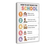 MUYGGAFF Morning Routine for Kids - Visual Schedule Poster Canvas Poster Bedroom Decor Landscape Office Room Decor Gift 08x12inch(20x30cm)