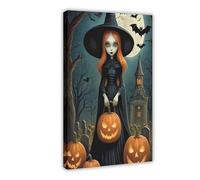 MUYGGAFF Pumpkin Witch Hunt Art 2 Canvas Poster Bedroom Decor Landscape Office Room Decor Gift 16x24inch(40x60cm)
