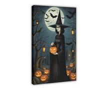 MUYGGAFF Pumpkin Witch Hunt Art 4 Canvas Poster Wall Art Decor Print Picture Paintings for Living Room Bedroom Decoration 08x12inch(20x30cm)