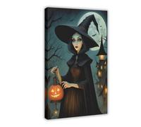 MUYGGAFF Pumpkin Witch Hunt Art Canvas Poster Bedroom Decor Landscape Office Room Decor Gift 20x30inch(50x75cm)
