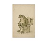 MUYGGAFF Retro Japanese-style Fun Frog Bathroom Art Painting Canvas Poster Bedroom Decor Landscape Office Room Decor Gift 24x36inch(60x90cm)