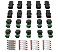 MUYI 10 Kit 2 Pin Waterproof Connector for 20-14 AWG Wire Harness 2.5mm Series Automotive Electrical Plugs with Replacement Terminal Pins Sockets and Spudger