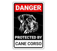 MUYIASER Aluminum Metal Tin Sign - Beware Of Dog, Danger Protected By Cane Corso - 8x12 Inch - Vintage Style - Indoor/Outdoor Decor - Wall Mount - Sign