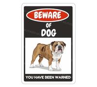 MUYIASER Beware Of Dog Sign Bulldog You Have Been Warned Aluminum Metal Tin Signs Door Sign Warning Sign For Fence Gate Yard Home Wall Decor 8x12 Inch