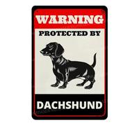 MUYIASER Beware of Dog Sign For Fence Warning Protected By Dachshund Aluminum Metal Tin Signs Outdoor Yard Sign Warning Sign For Yard Home Kitchen Farm Garden Wall Decor 8x12 Inch