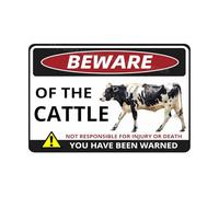 MUYIASER Beware Of The Cattle Sign You Have Been Warned Aluminum Metal Tin Signs Door Sign Warning Sign For Zoo Fence Gate Yard Home Wall Decor 8x12 Inch