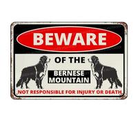 MUYIASER Beware Of The Dog Bernese Mountain Sign Aluminum Metal Tin Signs Outdoor Yard Sign Warning Sign For Fence Yard Home Kitchen Farm Garden Wall Decor 8x12 Inch