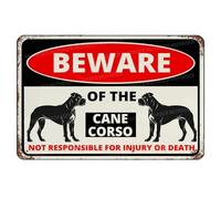 MUYIASER Beware Of The Dog Cane Corso Sign Aluminum Metal Tin Signs Outdoor Yard Sign Warning Sign For Fence Yard Home Kitchen Farm Garden Wall Decor 8x12 Inch