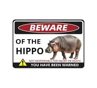 MUYIASER Beware Of The Hippo Sign You Have Been Warned Aluminum Metal Tin Signs Door Sign Warning Sign For Zoo Fence Gate Yard Home Wall Decor 8x12 Inch