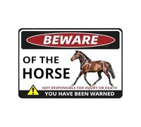 MUYIASER Beware Of The Horse Sign You Have Been Warned Aluminum Metal Tin Signs Door Sign Warning Sign For Zoo Fence Gate Yard Home Wall Decor 8x12 Inch