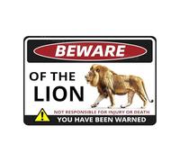 MUYIASER Beware Of The Lion Sign You Have Been Warned Aluminum Metal Tin Signs Door Sign Warning Sign For Zoo Fence Gate Yard Home Wall Decor 8x12 Inch