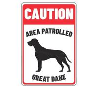 MUYIASER Caution Sign Area Patrolled Great Dane Beware Of Dog Sign Aluminum Metal Tin Signs Door Sign Warning Sign For Fence Gate Yard Home Wall Decor 8x12 Inch