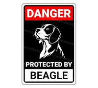 MUYIASER Danger Protected By Beagle Beware Of Dog Sign Aluminum Metal Tin Signs Door Sign Warning Sign For Fence Gate Yard Home Wall Decor 8x12 Inch
