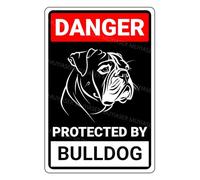 MUYIASER Danger Protected By Bulldog Beware Of Dog Sign Aluminum Metal Tin Signs Door Sign Warning Sign For Fence Gate Yard Home Wall Decor 8x12 Inch