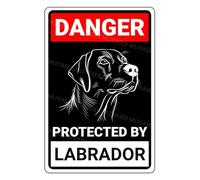 MUYIASER Danger Protected By Labrador Beware Of Dog Sign Aluminum Metal Tin Signs Door Sign Warning Sign For Fence Gate Yard Home Wall Decor 8x12 Inch